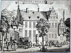 Antique print, etching | The Gentlemen's lodging house in Haarlem (Herenlogement Haarlem), publis...