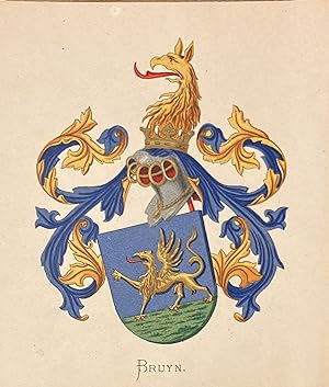 [Heraldic coat of arms] Coloured coat of arms of the Bruyn family, family crest, 1 p.