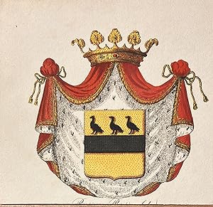 [Heraldic coat of arms] Coloured coat of arms of the de Bruyn? family, family crest, 1 p.