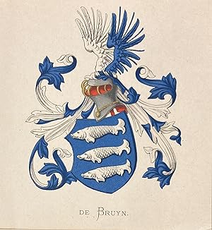 [Heraldic coat of arms] Coloured coat of arms of the de Bruyn family, family crest, 1 p.