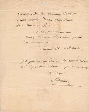 [Paganini, Delacroix] Achille DEVÉRIA lettre autographe signée