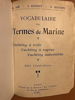 Vocabulaire des termes de Marine - Yachting à voile - Yachting à vapeur - Yachting automobile