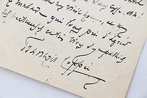 Lettre autographe signée à Marthe Daudet : ". c'est décidément un vieil homme, et un vieux malade...