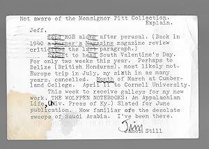 Typed Postcard Signed, January 30, 1991