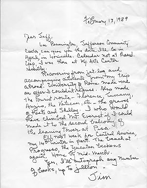 Autograph Letter Signed, ALS, February 13, 1989