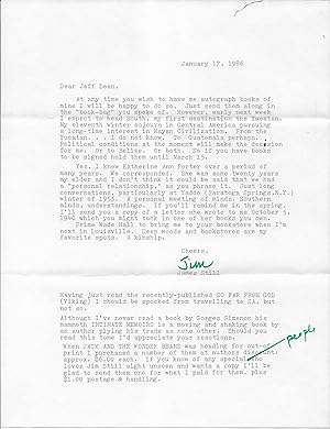 Typed Letter Signed, TLS, January 17, 1986, plus Envelope