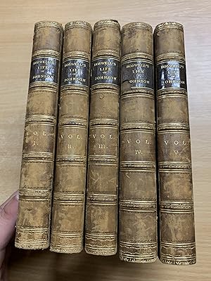 1824 JAMES BOSWELL "THE LIFE OF SAMUEL JOHNSON" VOLUMES 1-5 ANTIQUE BOOKS