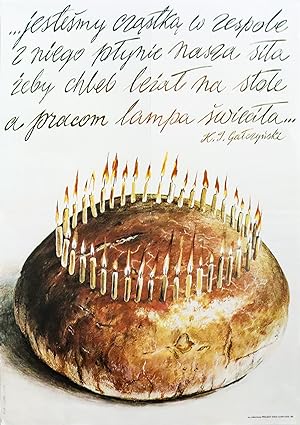 1984 Polish Poster from Projekt Magazine, Bread with candles - Czaplicka