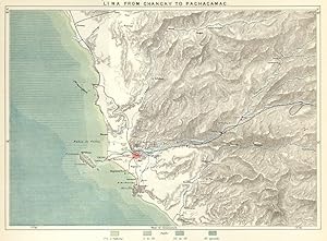 1894 Color Map of Lima from Chancay to Pachacamac