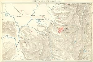 1894 Color Map of Bogata and Areas in Colombia