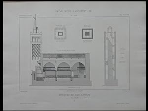 ALGER, MOSQUEE SIDI RAMDANE - 1888 - 2 GRAVURES ARCHITECTURE, ALBERT BALLU