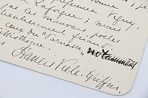 Billet autographe daté et signé adressé à Edouard Ducoté évoquant ses poètes de prédilection et s...