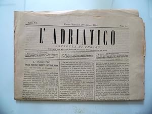 Giornale "L'ADRIATICO Anno VI Pesaro Mercoledì 29 Ottobre 1884 Num. 44"