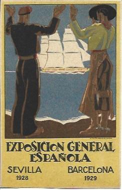 POSTAL A5542: Exposicion General Española. Barcelona y Sevilla