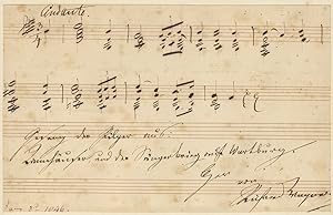 Autograph musical quotation from the "Pilgrims' Chorus" from Act III, scene I of the composer's o...