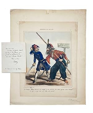 [OTTOMAN - RUSSIAN RELATIONS / SATYR] Signed lithograph caricature from 'Chargeons les Russes: Al...