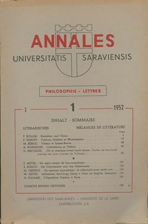 Annales universitatis saraviensis Tome I - Collectif
