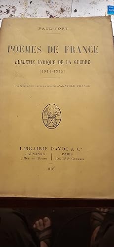 poèmes de france bulletin lyrique de la guerre (1914-1915)