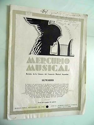 MERCURIO MUSICAL Revista de la Camera del Comercio Musical Argentino BUENOS AIRES, Noviembre de 1...