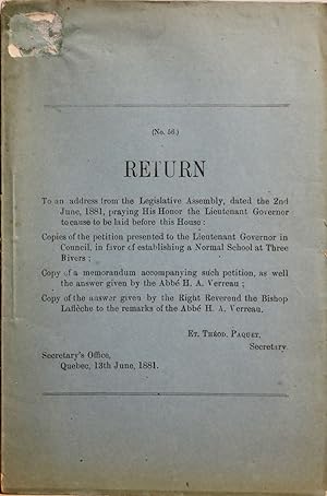 (No. 56.) Return to an address from the Legislative Assembly, dated the 2nd June, 1881, praying H...