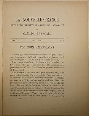 La Nouvelle-France. Revue des intérêts religieux et nationaux du Canada français. Tome I. No 5. M...