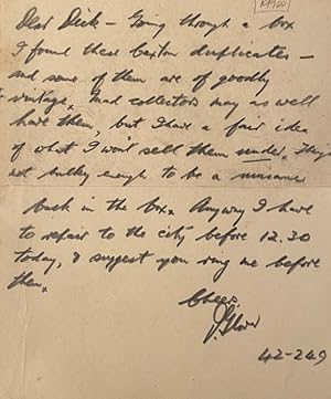 Denis Glover letter