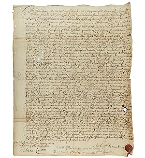 Indenture. Late 17th century indenture relating to lands belonging to Ambrose Saunders and John S...