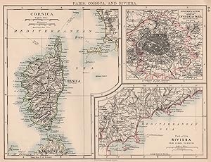 Paris. Corsica, and Riviera; Corsica; Department of the seine on enlarged scale showing the Envir...