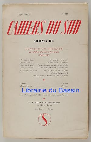 Cahiers du Sud n°375 Constantin Brunner Un philosophe hors les murs 1862-1937