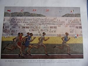 Planche couleur 1925 tiree de l illustration au stade de colombes pendant les jeux olympiques pas...