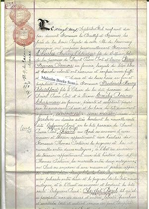 1910 Guernsey court Legal property dispute document in French between Charles Henry Oldridge of S...