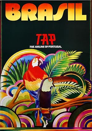 1970s Portuguese Travel Poster, Brazil, TAP (The Airline of Portugal)