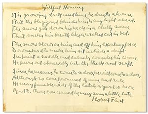 [Autograph Manuscript of:] "A WILLFUL HOMING."
