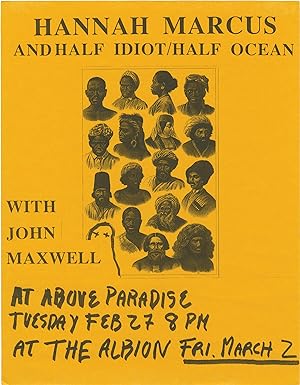 Hannah Marus and Half Idiot / Half Ocean with John Maxwell (Original flyer for two San Francisco ...