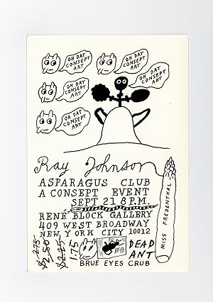 Exhibition card: Ray Johnson: Asparagus Club, A Consept Event (21 September [1974])