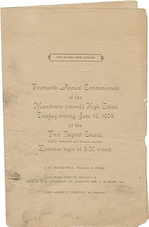 Fourteenth Annual Commencement of the Manchester (colored) High School (Original program for the ...