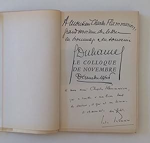 Le Colloque de Novembre (inscribed by both authors to their publisher Charles Flammarion)