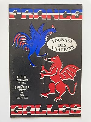 France - Galles. Tournoi des V Nations. Progamme officiel 5 février 1977, Parc des Princes.