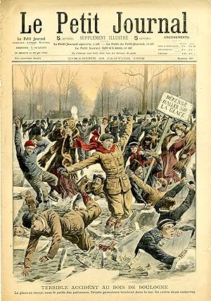 "LE PETIT JOURNAL N°897 du 26/1/1908" TERRIBLE ACCIDENT AU BOIS DE BOULOGNE : La glace se rompt s...