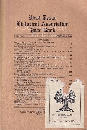 West Texas Historical Association year book vol. XLIII, 1967