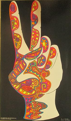 The Hand (Peace Symbol). Blacklight Psychedelic Poster
