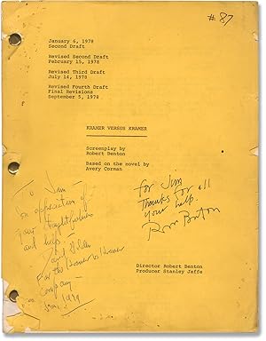 Kramer Versus [Vs.] Kramer (Original screenplay for the 1979 film, inscribed by Robert Benton and...