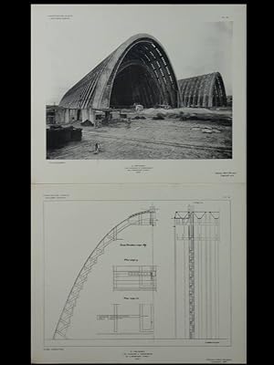 EUGENE FREYSSINET, HANGARS A DIRIGEABLES DE L'AEROPORT D'ORLY - 4 PLANCHES 1924