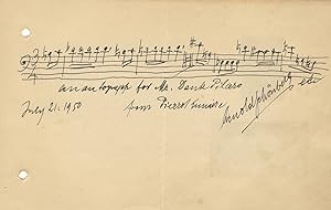 Autograph musical quotation from the composer's melodrama Pierrot Lunaire, op. 21. Signed in full