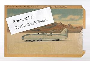 Vintage Postcard Bonneville Salt Flats Utah with Racing Vehicle