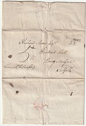 Entire Letter From B. B. Haveloch to Richard Moore, with DEDHAM 51 boxed mileage postmark