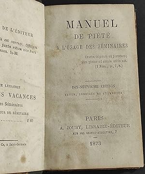Manual de Piété a l'Usage des Seminaires - Ed. A. Jouby - 1873