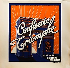 1900 Belle Epoque French Confectionary Poster, Confiserie Triomphe, Biscuits Bonbons, Lyon