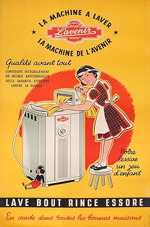 1940s French Art Deco Advertising Poster - La Machine à Laver, L'Avenir (The Future)