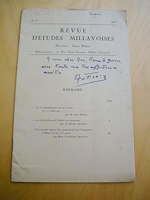 Revue d'études millavoises n°10 1968 Jean Maury : la Vie quotidienne sur le Causse il y a 8000 an...